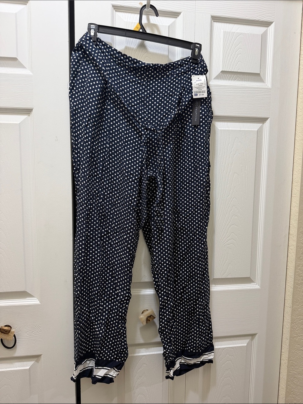 Polka Dot Wide-Leg Women’s Pants - Navy/White